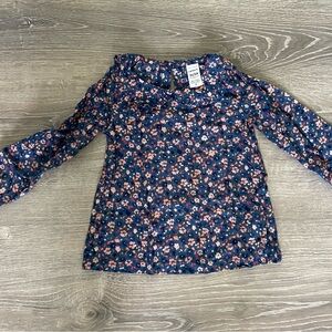 Carter's Blue Floral Blouse with Ruffled Neckline